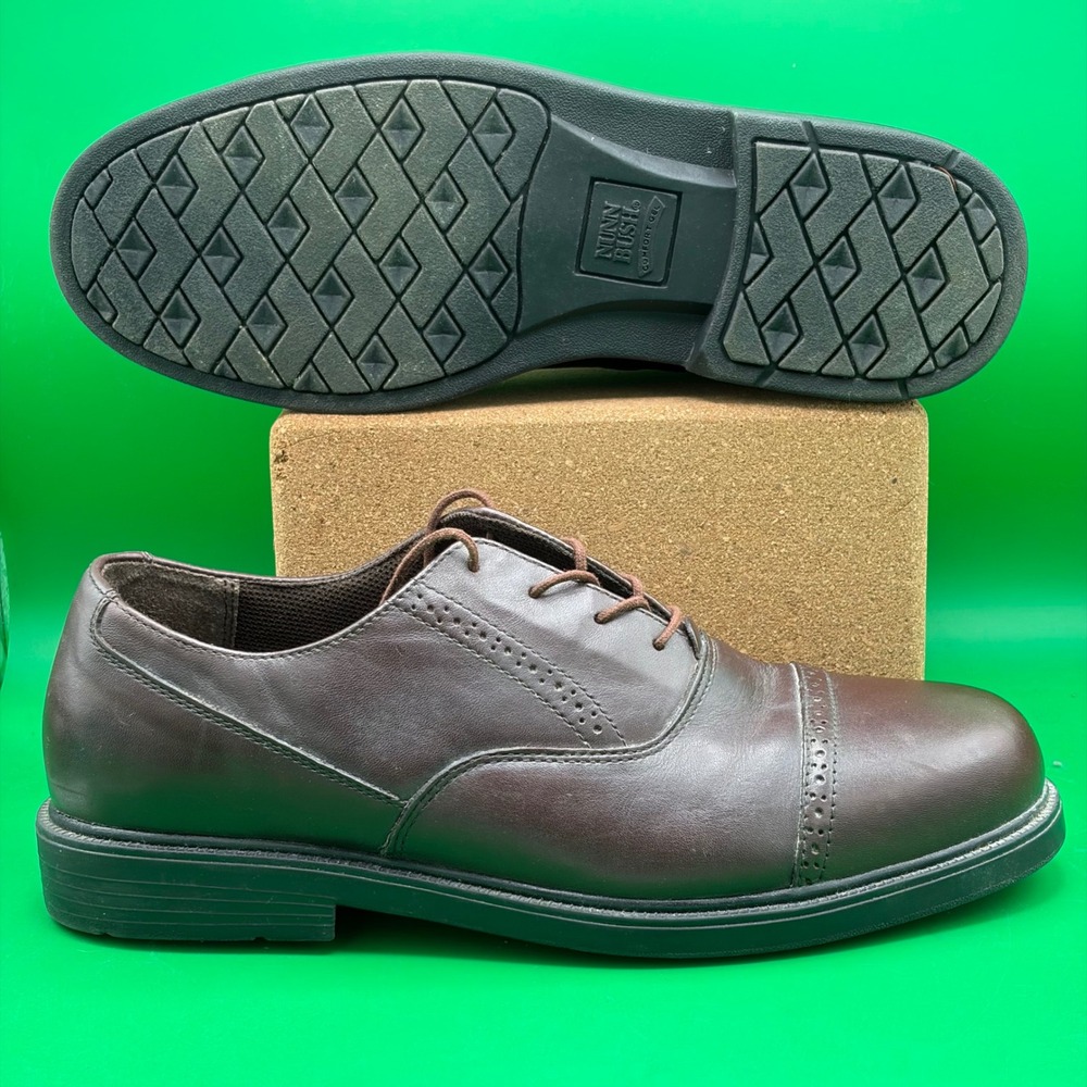 Nunn Bush Oxford Shoes Mens 11.5 Brown Leather Cap Toe Comfort Gel Derby 8361802